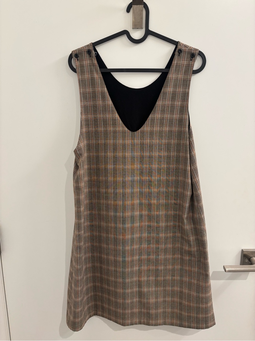 VETTA Brown Plaid/ black reversible dress